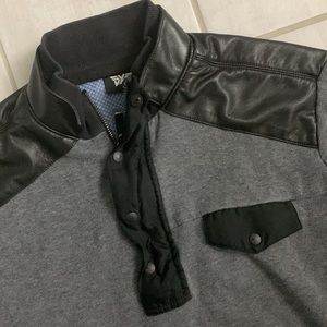 PXG Pullover grey and black leather like new